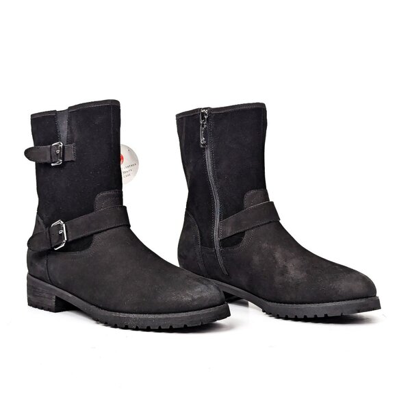 Blondo Women Vali Waterproof Black Leather Moto Biker Ankle Boots size 10 - Picture 1 of 9